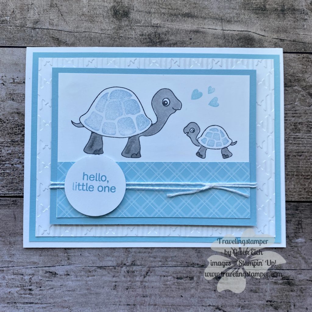 Quick and easy set to use for a shower or a welcome card for baby. Turtle friends make great baby cards