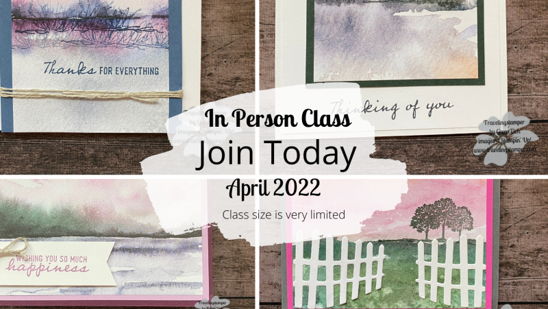 April In person card class featuring the On the Horizon Stamp Bundle plus the beautiful DSP New Horizons