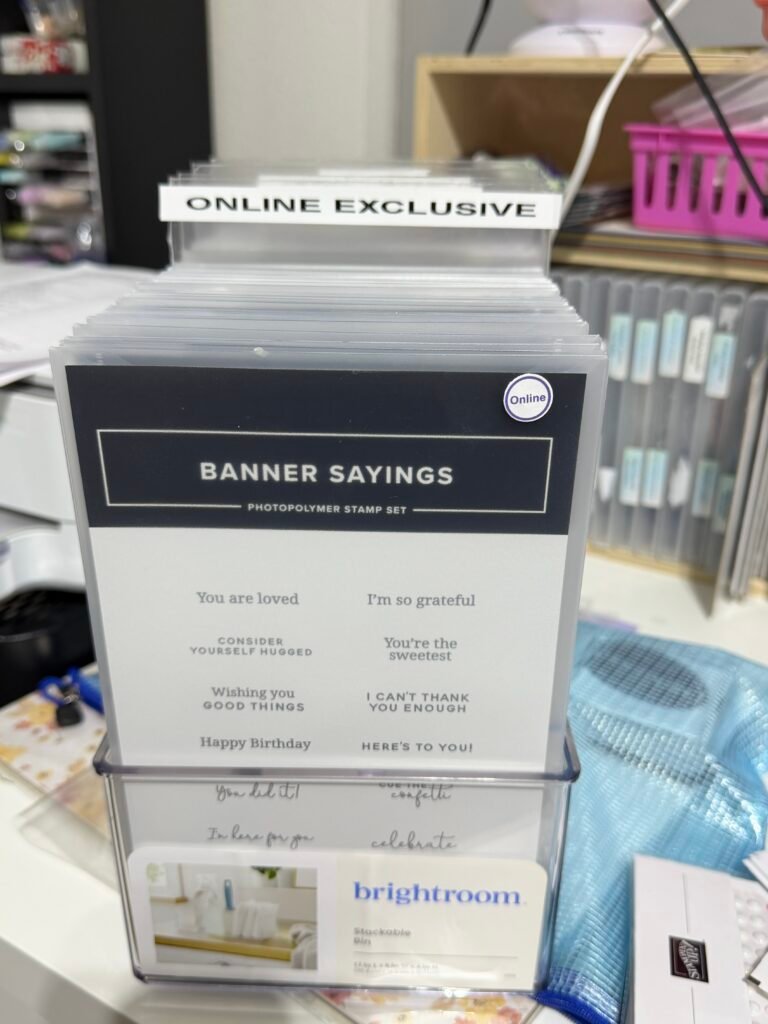 Stampin' Up! stamp set storage with Online Exclusive divider and organization label