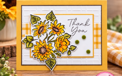 Sunflower Thank You Card with Gingham and Embossed Layers